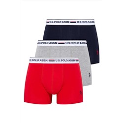 U.S. Polo Assn. U.S. Polo Assn. Erkek Kırmızı - Gri Melanj - Lacivert 3 Lü Boxer