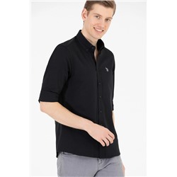 Erkek Siyah Uzun Kollu Basic Gömlek