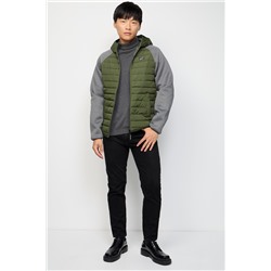 Anorak con capucha Caqui y gris