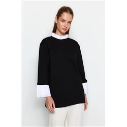 TRENDYOL MODEST Siyah Yaka ve Kol Detaylı Örme Tunik TCTAW24UK00019