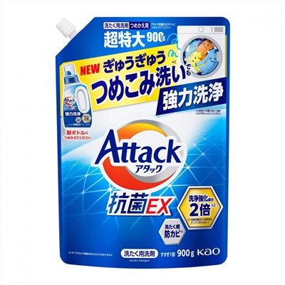 KAO Гель для стирки белья Attack EX Multi-Action ВСЕ В ОДНОМ аром свежести, 900 гр. смен уп