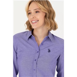 Kadın Mor Uzun Kollu Basic Gömlek