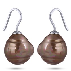 Серьги (Майорка 14мм барочный шоколад; покрытие родий), Есть комплект