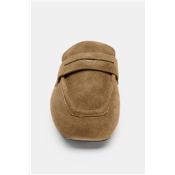 SPLIT SUEDE MULE LOAFERS