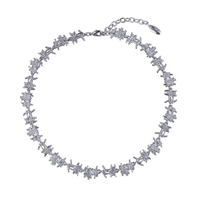 Колье Ажур (кристаллы SW белые; покрытие родий) 39-44см, Есть комплект