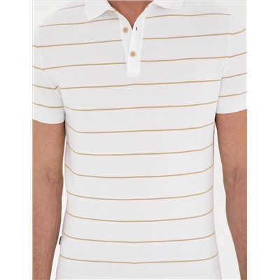 Kahverengi Slim Fit Düğmeli Polo Yaka Triko Tişört