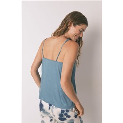 Set pijama satén floral verde
