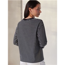 Лонгслив в полоску из премиального хлопка с эластаном