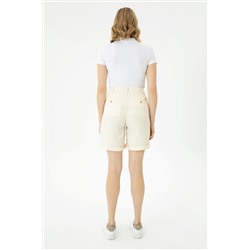 Kadın Krem Dokuma Şort