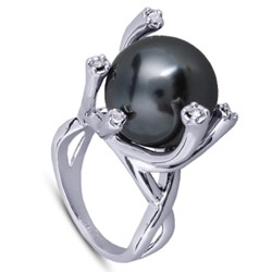 Кольцо (Майорка 14мм темно-серая; покрытие родий), Есть комплект