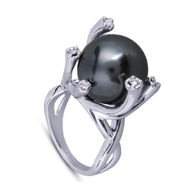 Кольцо (Майорка 14мм темно-серая; покрытие родий), Есть комплект