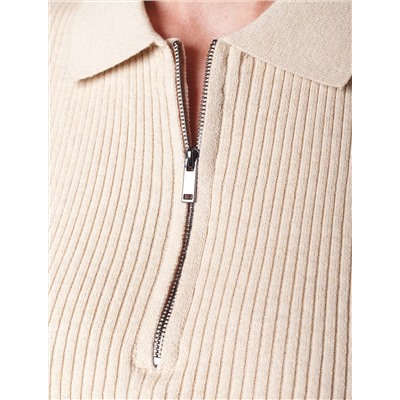 Джемпер-поло с застежкой на молнии из хлопка с кашемиром