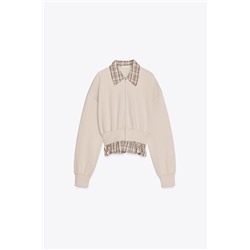 CONTRAST POPLIN SWEATSHIRT