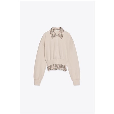 CONTRAST POPLIN SWEATSHIRT