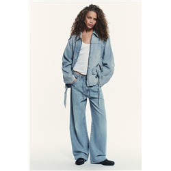 DRAWSTRING FLOWING TRF DENIM TROUSERS