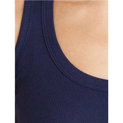 Топ с круглым вырезом из фактурного трикотажа в рубчик