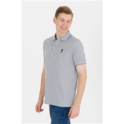 Erkek Gri Melanj Basic Polo Yaka Tişört