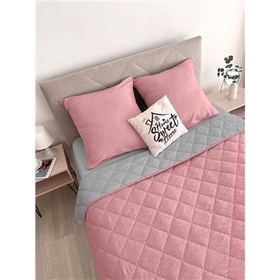 Комплект постельного белья с одеялом New Style КМ-019 серый-брусника