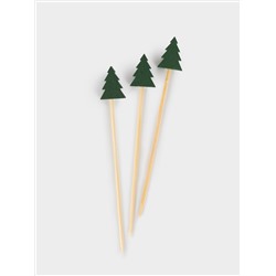 Менажница, 25 см, 4 отд, с пиалой, со шпажками, дерево/керамика D, Шишка