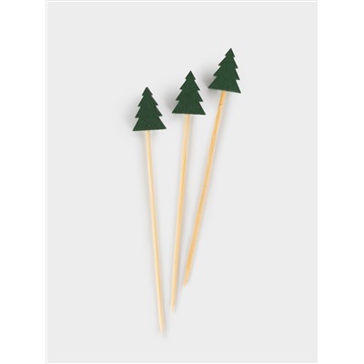 Менажница, 25 см, 4 отд, с пиалой, со шпажками, дерево/керамика D, Шишка