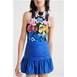 Minifalda drapeada volante