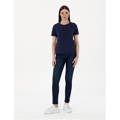 Lacivert Regular Fit Bisiklet Yaka Basic Tişört