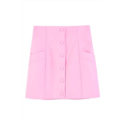 Minifalda de piel de talle alto Rosa