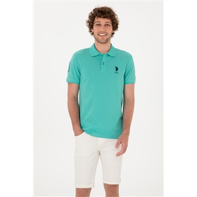 Erkek Slim Fit Polo Yaka Mint Basic Tişört