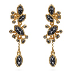 Серьги Эйва (кристаллы SW темно-серые; покрытие золото), Есть комплект