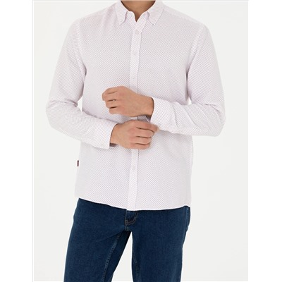 Bordo Slim Fit Uzun Kollu Gömlek