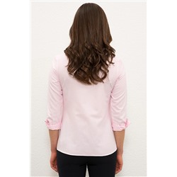 Kadın Lila Uzun Kollu Basic Gömlek