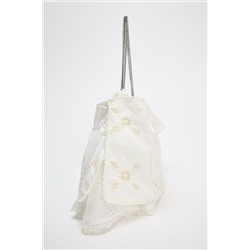 EMBROIDERED MINI BUCKET BAG WITH LACE DETAIL