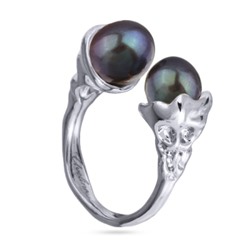 Кольцо (жемчуг бензиновый 8мм; покрытие родий), Есть комплект