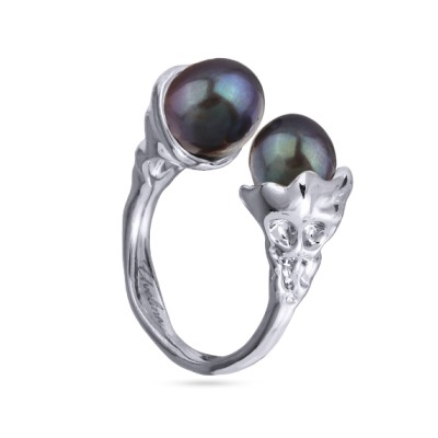 Кольцо (жемчуг бензиновый 8мм; покрытие родий), Есть комплект