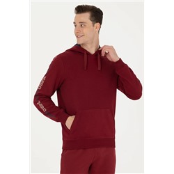 Erkek Bordo Kapüşonlu Sweatshirt