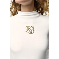 HIGH NECK T-SHIRT WITH BROOCH