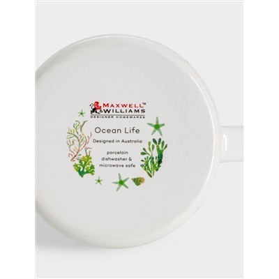 Кружка, 380 мл, фарфор P, белая/зелёная, Морская жизнь, Ocean Life