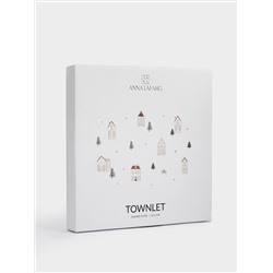 Тарелка обеденная, 27 см, фарфор N, бело-золотистая, Домики и ели, Townlet