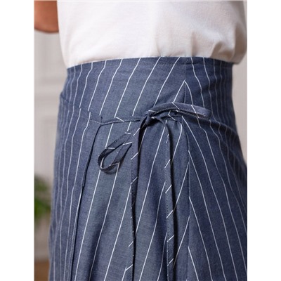 Юбка миди на запАх в полоску из легкого хлопкового поплина