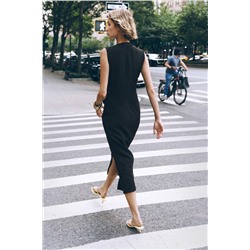 BELTED CREPE MIDI DRESS
