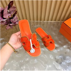 Женские замшевые шлепки с плетением  ХЕРМЕ*С ОРА*Н