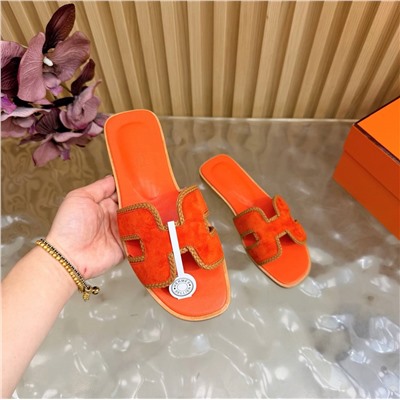 Женские замшевые шлепки с плетением  ХЕРМЕ*С ОРА*Н