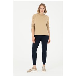Kadın Kum Bisiklet Yaka Sweatshirt