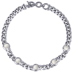 Колье Знаки (Майорка белая 12мм; покрытие родий) 43см, Есть комплект