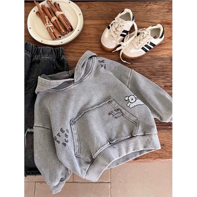 Модная толстовка с капюшоном и жареным граффити для мальчиков