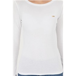 Kadın Beyaz Bisiklet Yaka Sweatshirt