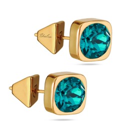 Пусеты Теннис (кристаллы SW изумрудные 7мм; покрытие золото), Есть комплект