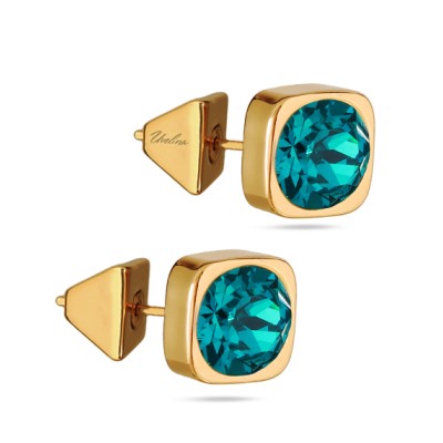 Пусеты Теннис (кристаллы SW изумрудные 7мм; покрытие золото), Есть комплект