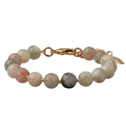 Браслет Селена (опал 8мм бежевый; покрытие золото) 17-21см, Есть комплект