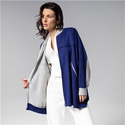 Бомбер из мягкой замши, Стильное вложение (oversize, S-M)